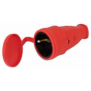 Розетка ЭРА RX10-R-IP44 каучуковая с заземл., 16А, прямая, красная