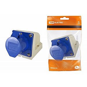 Розетка 123 стационарная 2Р+РЕ 32А 220В IP44 TDM*