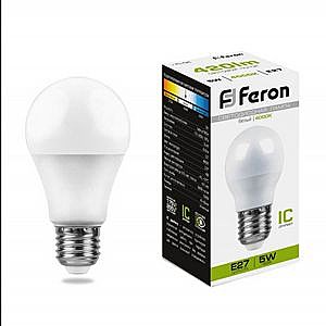 Лампа светодиодная FERON LB-38 (5W) шар матовый 230V E27 4000K