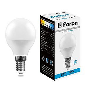 Лампа светодиодная FERON LB-550 (9W) 230V E14 6400K G45 шар 