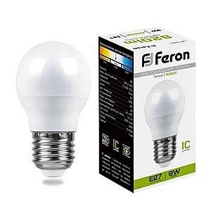 Лампа светодиодная FERON LB-550 (9W) 230V E27 4000K G45 шар  