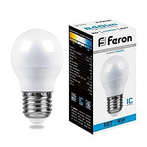 Лампа светодиодная FERON LB-550 (9W) 230V E27 6400K G45 шар