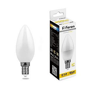 Лампа светодиодная FERON LB-570 (9W) 230V E14 2700K С35 свеча