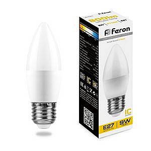 Лампа светодиодная FERON LB-570 (9W) 230V E27 2700K С35 свеча