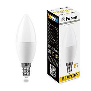Лампа светодиодная FERON LB-970 (13W)  свеча E14 2700K 230V 