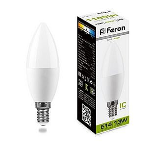 Лампа светодиодная FERON LB-970 (13W)  свеча E14 4000K 230V 