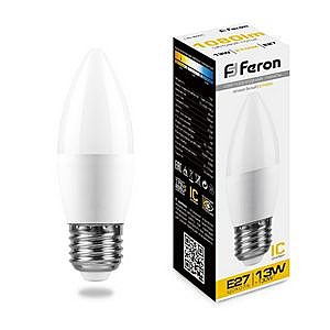 Лампа светодиодная FERON LB-970 (13W)  свеча E27 2700K 230V 