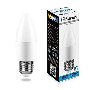 Лампа светодиодная FERON LB-970 (13W)  свеча E27 6400K 230V 