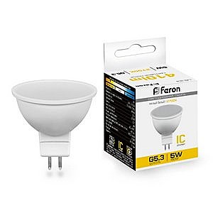 Лампа светодиодная FERON LB-24 44LED (5W) МАТОВАЯ 230V G5.3 2700K 44*50mm MR16 