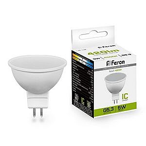 Лампа светодиодная FERON LB-24 44LED (5W) МАТОВАЯ 230V G5.3 4000K 44*50mm MR16 