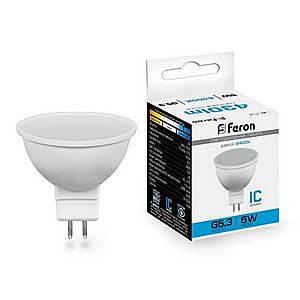 Лампа светодиодная FERON LB-24 44LED (5W) МАТОВАЯ 230V G5.3 6400K 44*50mm MR16 