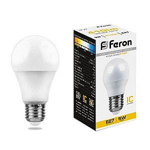 Лампа светодиодная FERON LB-38 (5W) шар матовый E27 2700K 230V 