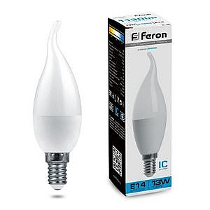 Лампа светодиодная FЕRON LB-970 (13W) свеча на ветру E14 6400K 230V 