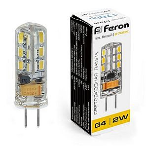 Лампа светодиодная FERON LB-420 24LED (2W) 12V G4 2700K капсула силикон 