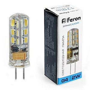 Лампа светодиодная FERON LB-420 24LED (2W) 12V G4 6400K капсула силикон 