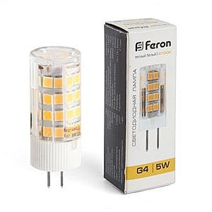 Лампа светодиодная FERON LB-432 (5W) 230V G4 2700K 16x45mm 