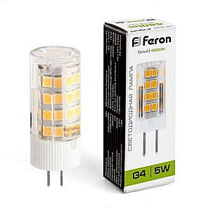 Лампа светодиодная FERON LB-432 (5W) 230V G4 4000K 16x45mm 