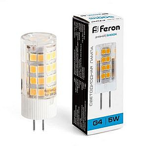 Лампа светодиодная FERON LB-432 (5W) 230V G4 6400K 16x45mm 