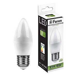 Лампа светодиодная FERON LB-72 8LED (5W) свеча 230V E27 4000K