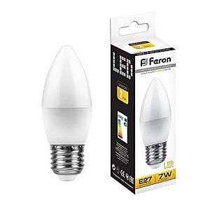 Лампа светодиодная FERON LB-97 16LED (7W) свеча E27 2700K 230V 