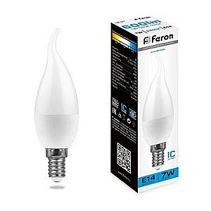 Лампа светодиодная FЕRON LB-97 (7W) свеча на ветру E14 6400K 230V 