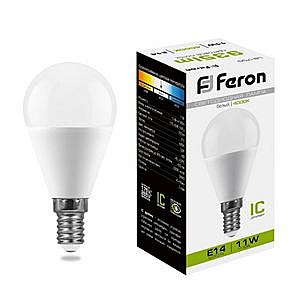 Лампа светодиодная FERON LB-750 (11W) 230V E14 4000K G45 шар  