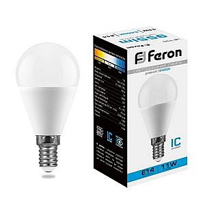 Лампа светодиодная FERON LB-750 (11W) 230V E14 6400K G45 шар 