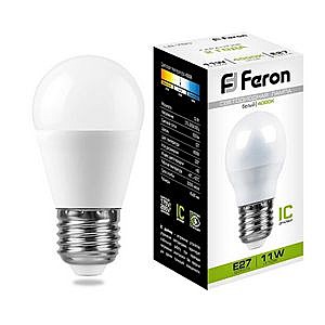 Лампа светодиодная FERON LB-750 (11W) 230V E27 4000K G45 шар 