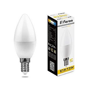Лампа светодиодная FERON LB-770 (11W) 230V E14 2700K С35 свеча