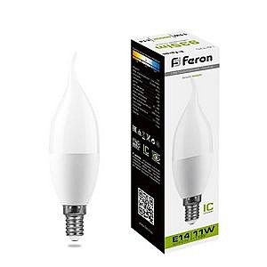 Лампа светодиодная FЕRON LB-770 (11W) 230V E14 4000K C35T свеча на ветру
