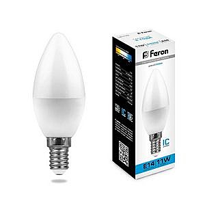 Лампа светодиодная FERON LB-770 (11W) 230V Е14 6400К С35 свеча 