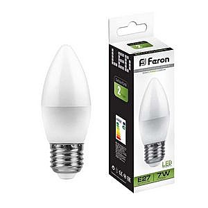 Лампа светодиодная FERON LB-97 16LED (7W) 230V E27 4000K свеча
